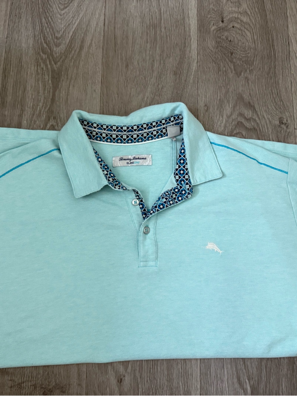 Tommy Bahama Aqua Polo with Patterned Trim